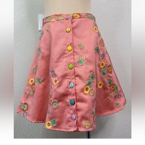 Handmade Elly Abels Floral Patchwork MOD Button Front Skater Skirt 28 Waist